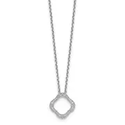 14k White Gold Real Diamond Quatrefoil Pendant