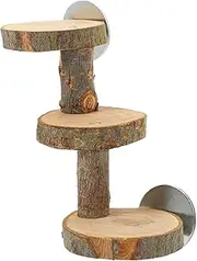 Totority Wooden Parrot Ladder Toy for Parakeets Hamsters Small Birds Rotating Platform Bird Cage Accessory