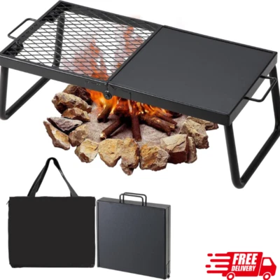 Folding Campfire Grill Portable Camping Fire Pit Steel Outdoor BBQ Picnic