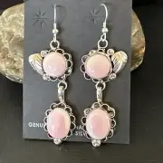 NWT Navajo Sterling Silver Pink Conch Shell Dangle Earrings 17214