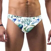 [VBFOFBV] Men's Printed Jammer Swimsuit Swim Shorts, Sea Life Scallop Starfish Conch Vintage Retro