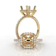 Square Cushion Semi Mount Diamond Engagement Proposed Ring 18k Yellow Gold 1Ctw