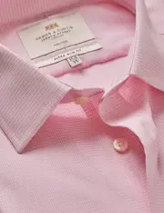 Hawes & Curtis Non-Iron White & Pink Dobby Extra Slim Shirt | Double Cuff Size: 16" collar, 37" sleeve