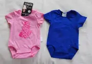 Bonds BX6GW 10K Pink Blue Printed Wonderbodies Bodysuit 2 Pack Size 00 New