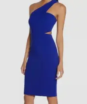 $165 Aidan by Aidan Mattox Women's Blue Royal Cutout One-Shoulder Dress Size 8