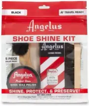 ANGELUS Shoe Shine Travel Kit 5pc Set Black