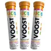 3x VOOST Kids Calcium Berry + Vanilla Effervescent Tablets 20 pack EXP 06/2025