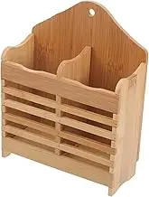 BRIGHTFUFU Bamboo Utensil Holder with Dual Compartments Drying Rack for Organizing Chopsticks Spoons and Forks Water Stain Resistant for Dining Events