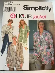 Simplicity Pattern 9443 Ms 4 HR Button Front Jacket w/Sleeve~Pocket Opts 18-24