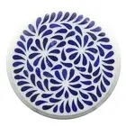 Round Marble Coffee Table Top Lapis Lazuli Stone Inlay Work Sofa Side Table