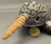 Aurora Miyoni Gray Spotted Narwhal Unicorn Of The Sea Plush Stuffed Animal New