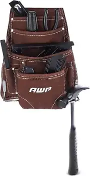 AWP 10-Pocket Suede Tool Pouch | Durable Leather Pouch | Brown