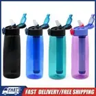 650ML Water Bottle with Straw Drinking Water Filter Bottle for Hiking Camping
