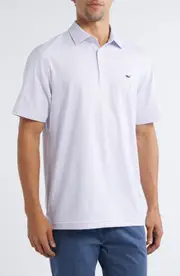vineyard vines St. Jean Stripe Sankaty Performance Polo in White Cap/Aster at Nordstrom, Size Medium