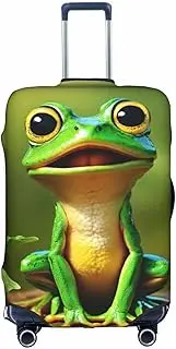 [Pvinnk] Green Frog Print Protective Luggage Cover Elastic Washable Suitcase Protector Travel Gear Protector, White, Large