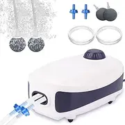 4W Fish Tank Air Pump, 6L/min Quiet Adjustable Oxgen Pump, Powerful Aquarium Air Pump Aquarium Bubbler with All Accessories(Air Stone,Tubing Silicone,Check Valves) for 1-600L Fish and Turtle Tank