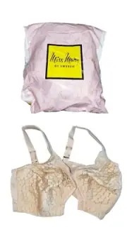 Miss Mary of Sweden New Jacquard Non wired Bra UK 40F Beige 2425 Front Fastening
