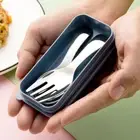 Mini Portable Spoon Fork Tableware Outdoor Camping Stainless Steel Cutlery Set F
