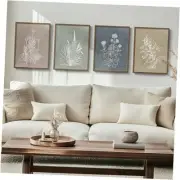 Boho Framed Botanical Wall Art for Living 12" W x 16" H Simple - Walnut Framed