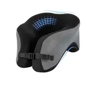 Memory Foam Travel Neck Pillow, Airplane Travel Neck Pillow, 360 Degree Comfort and Breath Neck Pillow, Stowable U-Shaped Pillow (Black)