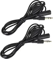 LIFKICH 3.5mm Audio Extension Cord Pulley Volume Control 2pcs Set Cable Extender for Mobile and Mp3 Players Black