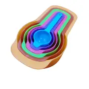 6PCS Colorful Plastic Kitchen Measuring Cups Spoons Tea Coffee Sugar Cake Baking