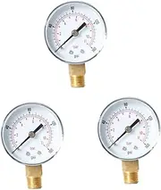 ULTECHNOVO 3pcs Npt Pressure Gauge Differential Pressure Gauge Dry Pressure Gauge Oil Pressure Gauge Compressed Air Pressure Gauge Boiler Pressure Gauge Tire Pressure Gauge Y50 Pressure Gauge