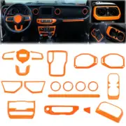19pcs Orange Interior Decor Cover Trim Accessories For Jeep Wrangler JL 2018+ (for: Jeep)