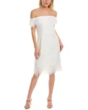 Aidan by Aidan Mattox Off-The-Shoulder Lace Sheath Dress 0 White