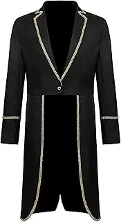 [KEOYA] Men's Steampunk Vintage Tailcoat Jacket Gothic Victorian Frock Long Tuxedo Coats Uniform Halloween Costume