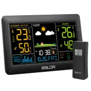 BALDR 5.9 Inch Color Screen Backlit Weather Forecast Clock Backlight Large Screen Weather Station Electronic Thermometer