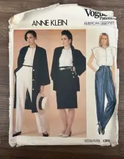 Vogue American Designer 1385 Anne Klein 8 Coat Jacket Skirt Pants Top Pattern