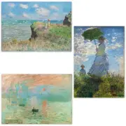 Poster Claude Monet “Impression Sunrise ＆ The Cliff Walk at Pourville ＆ Woman...