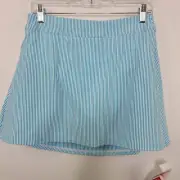 Lands' End Lycra Blue Pinstripe Pull On Tennis Skort Mini Skirt Women's Size 8