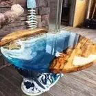 30" Epoxy Resin Tabletop Ocean Inspired Design for Unique Interiors