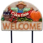 Coca Cola Welcome Sign Garden Halloween Fall Scarecrow Pumpkin Coke Time