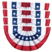4 Pack American Flag Bunting 2x4 Ft, Pleated Half Fan Flag for USA 4th of July