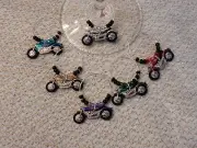 "MOTORCYCLES " SET OF 6 Hand Crafted Wine Glass Charm drink markers