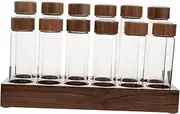 MUCKLILY Wooden Coffee Bean Display Stand Bean Storage Rack Walnut Base Air Valve Glass Containers