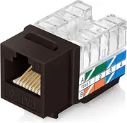 Everest Media Solutions 90-Degree Angled CAT6/5e Keystone Jack in Brown Color - Slim Profile, UTP RJ45 Female Ethernet Connector - Compatible with Speed Termination Tool - easyJACK - 10-Pack