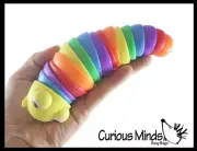 1 Fidget Caterpillar - Large Articulated Jointed Moving Slug Toy - Unique Rainbo