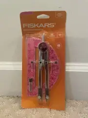 Fiskars Pink Metal Bow Compass & Protractor Set Easy Read Numbers Ages 8+ NEW
