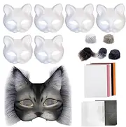 Cat Masque Making Craft Kit | 18x/Set Funny Arts Crafts - Blank Cat Masque Set, Animal Costume Accessory for Crafting, Party, Halloween