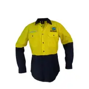 Cronulla Sharks NRL Hi Vis Button up Work Shirt Long Sleeve Yellow