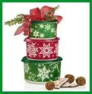 Tupperware SNOW PLACE LIKE HOME CHRISTMAS STACKING CANISTERS ~ Set of 3 ~ NEW!