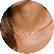 [Foxgirl] Gold Initial Necklaces for Women Girls, Dainty Gold Letter Necklace Tiny A-Z Pendant Choker Necklace Trendy Cute Personalized Monogram Name Necklace Gold Jewelry Necklace for Teen Girls Gift