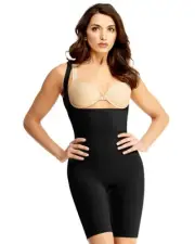 Women's Seamless Sculpting Open-Bust Bodysuit with Thigh Shaper