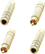 4Pack tunghey 6.35mm Female to RCA Adapter RCA Male Plug to 6.35mm 1/4 Inch Mono Female Audio Mic Plug Adapter Jack Converter