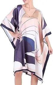 [Akitai] Plus Size Boho Kaftan Maxi Dress for Women - Ultra-Lightweight 100% Kasturi Cotton - Eye-Catching Prints - Effortless Fit S-3XL - Ideal Caftan for Lounge, Beach, Vacation, Caftans & Moo Moos Dresses