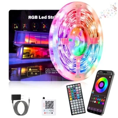 Led Lights for Bedroom 50ft, RGB Led Strip Lights Indoor, Music Sync Color